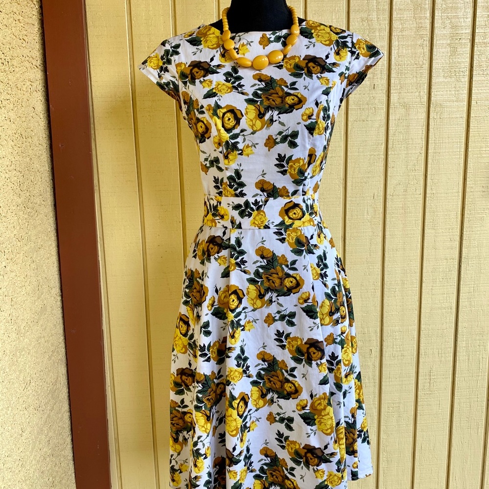 Vintage Yellow Rose Dress